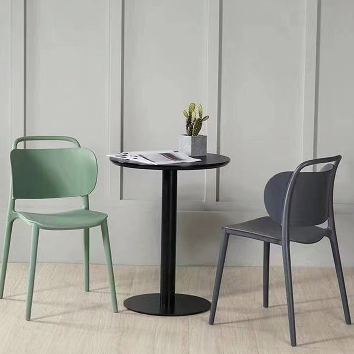 Contemporary Scandinavian PP Plastic Curved Stackable Portable Dining Chair Backrest Armless For Dining Room