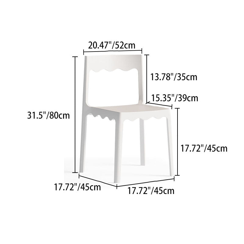 Chaise de salle à manger empilable carrée en plastique PP, style nordique contemporain, sans accoudoirs, avec dossier, pour salle à manger 