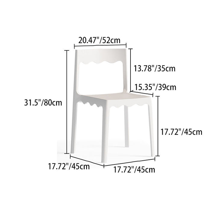 Chaise de salle à manger empilable carrée en plastique PP, style nordique contemporain, sans accoudoirs, avec dossier, pour salle à manger 