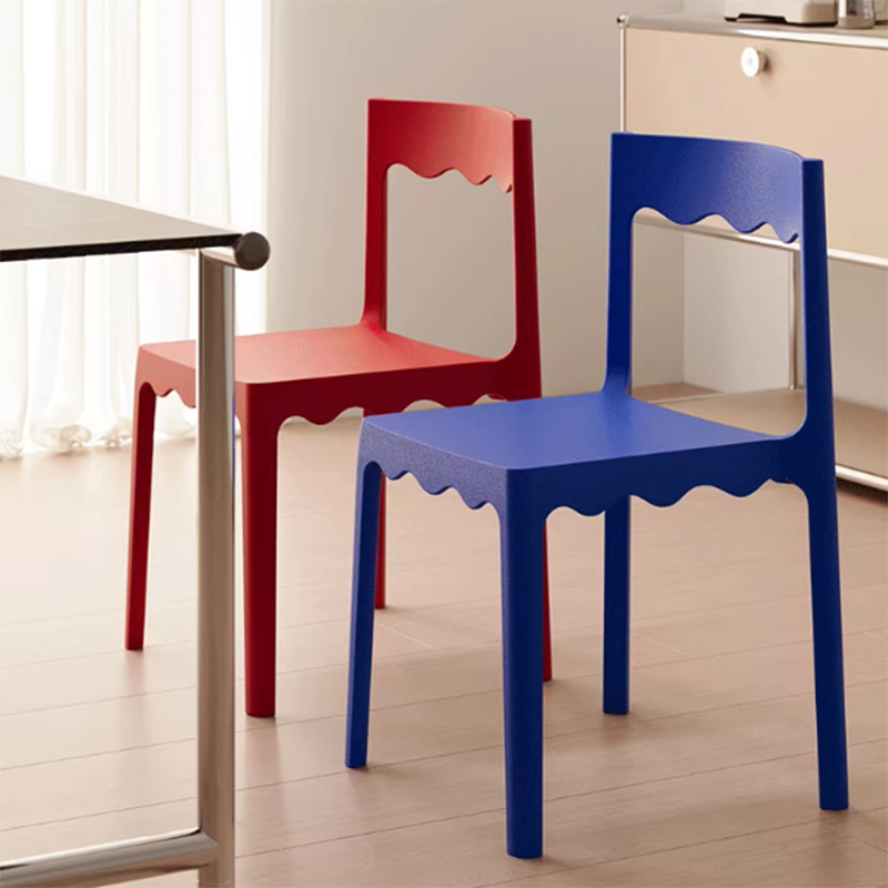 Chaise de salle à manger empilable carrée en plastique PP, style nordique contemporain, sans accoudoirs, avec dossier, pour salle à manger 