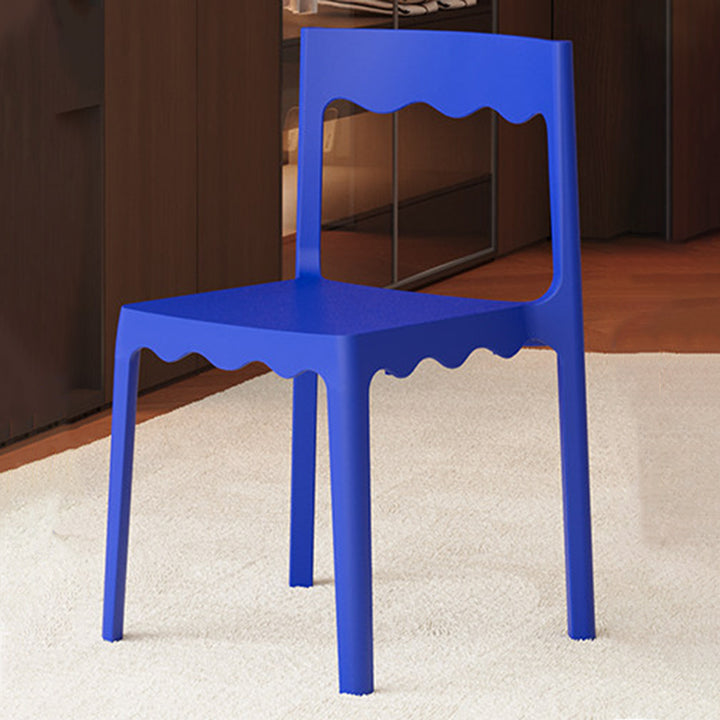 Chaise de salle à manger empilable carrée en plastique PP, style nordique contemporain, sans accoudoirs, avec dossier, pour salle à manger 