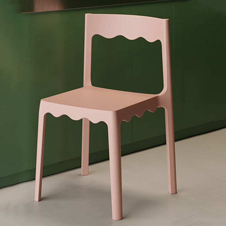 Chaise de salle à manger empilable carrée en plastique PP, style nordique contemporain, sans accoudoirs, avec dossier, pour salle à manger 
