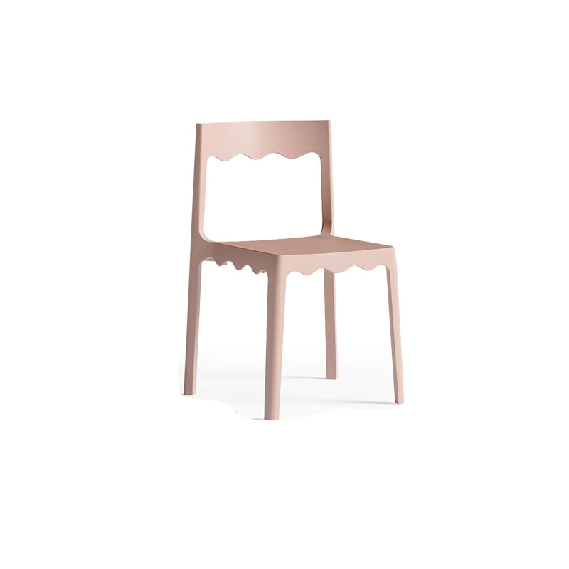 Chaise de salle à manger empilable carrée en plastique PP, style nordique contemporain, sans accoudoirs, avec dossier, pour salle à manger 