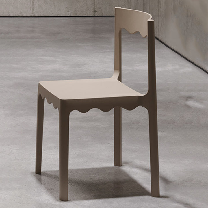 Chaise de salle à manger empilable carrée en plastique PP, style nordique contemporain, sans accoudoirs, avec dossier, pour salle à manger 