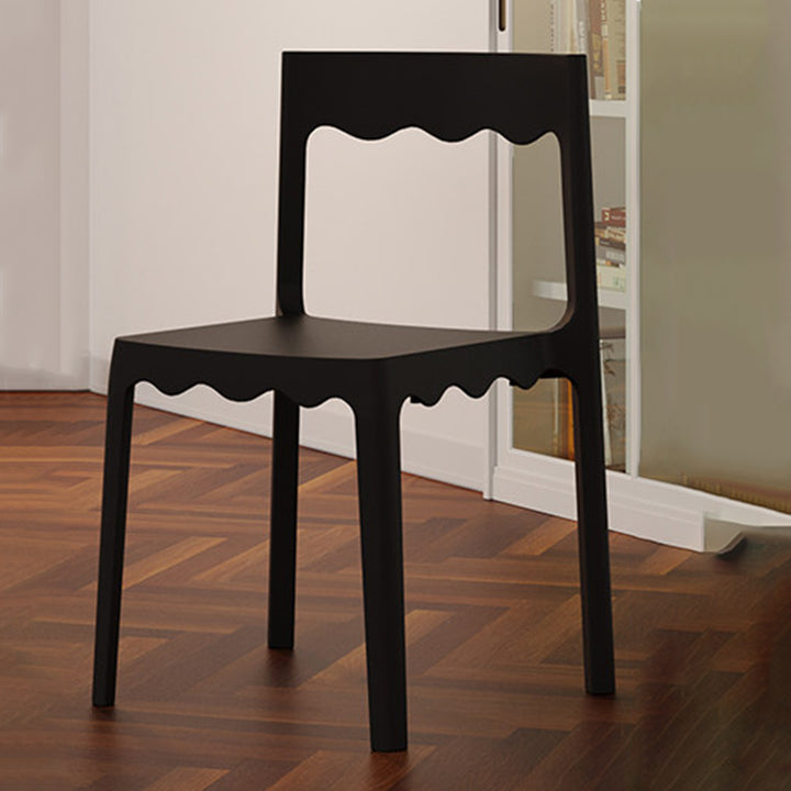 Chaise de salle à manger empilable carrée en plastique PP, style nordique contemporain, sans accoudoirs, avec dossier, pour salle à manger 