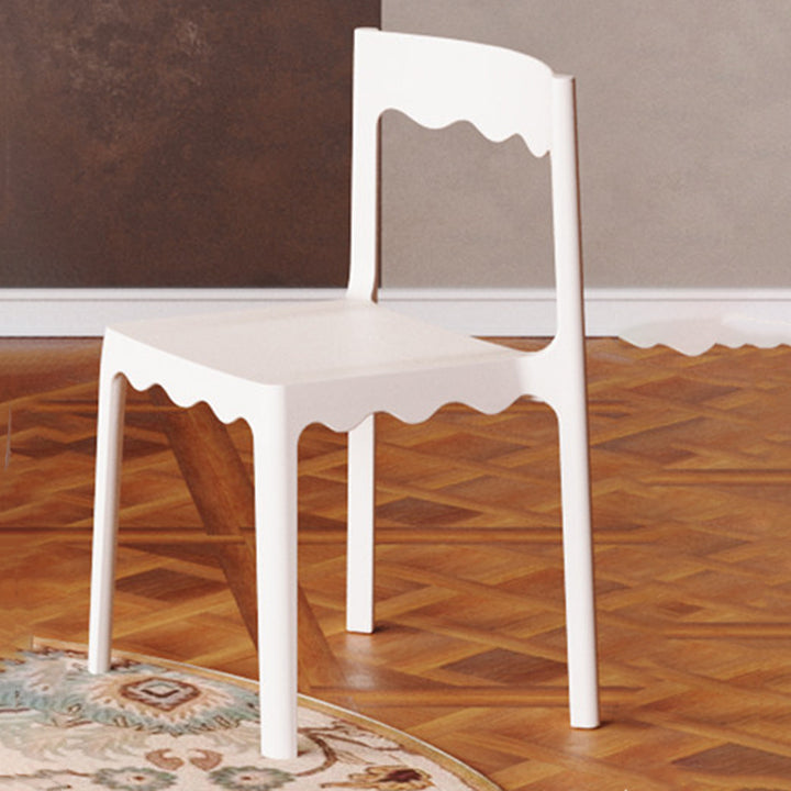 Chaise de salle à manger empilable carrée en plastique PP, style nordique contemporain, sans accoudoirs, avec dossier, pour salle à manger 