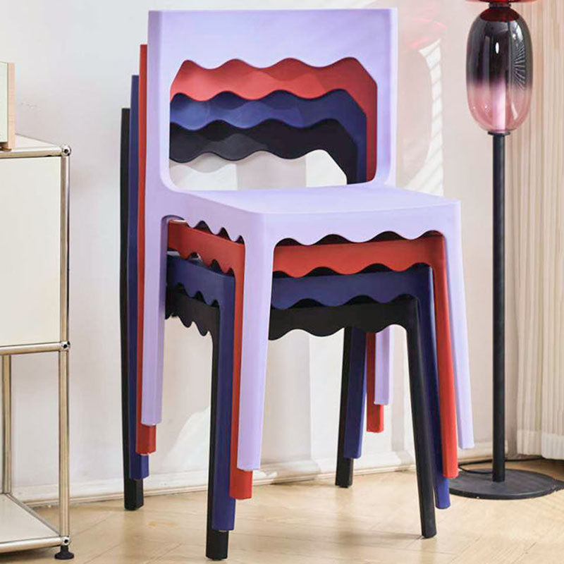 Chaise de salle à manger empilable carrée en plastique PP, style nordique contemporain, sans accoudoirs, avec dossier, pour salle à manger 