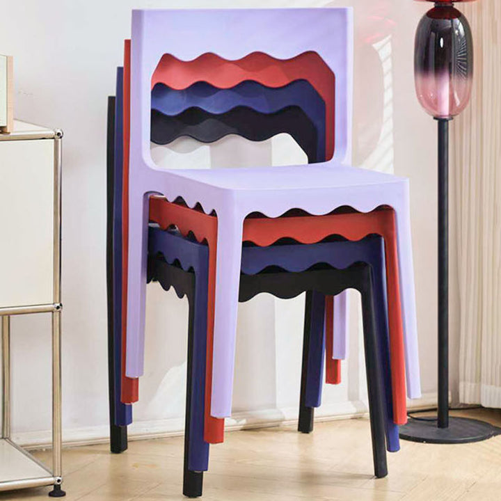 Chaise de salle à manger empilable carrée en plastique PP, style nordique contemporain, sans accoudoirs, avec dossier, pour salle à manger 