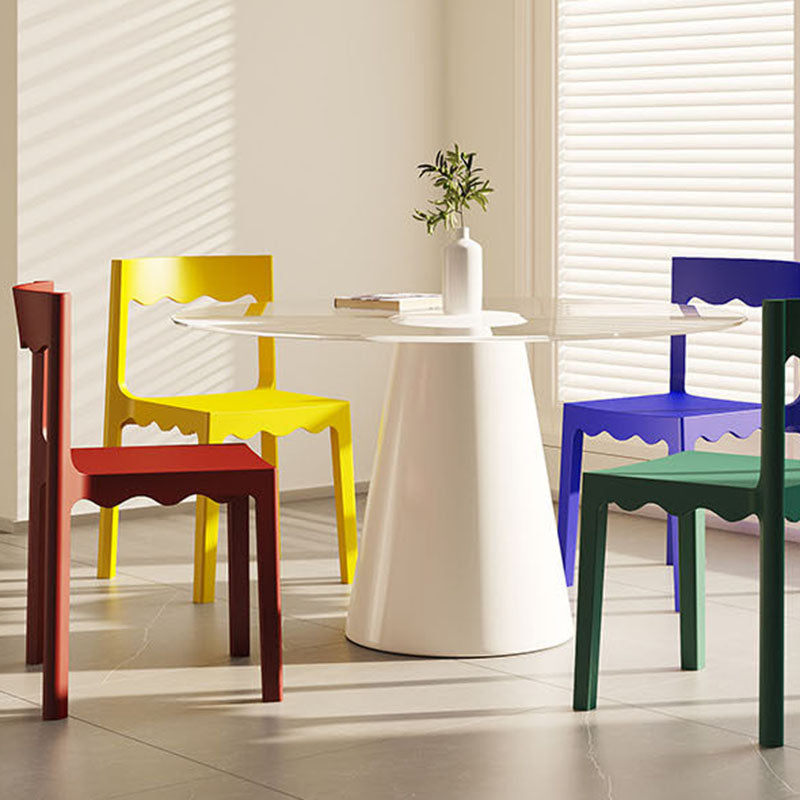 Chaise de salle à manger empilable carrée en plastique PP, style nordique contemporain, sans accoudoirs, avec dossier, pour salle à manger 