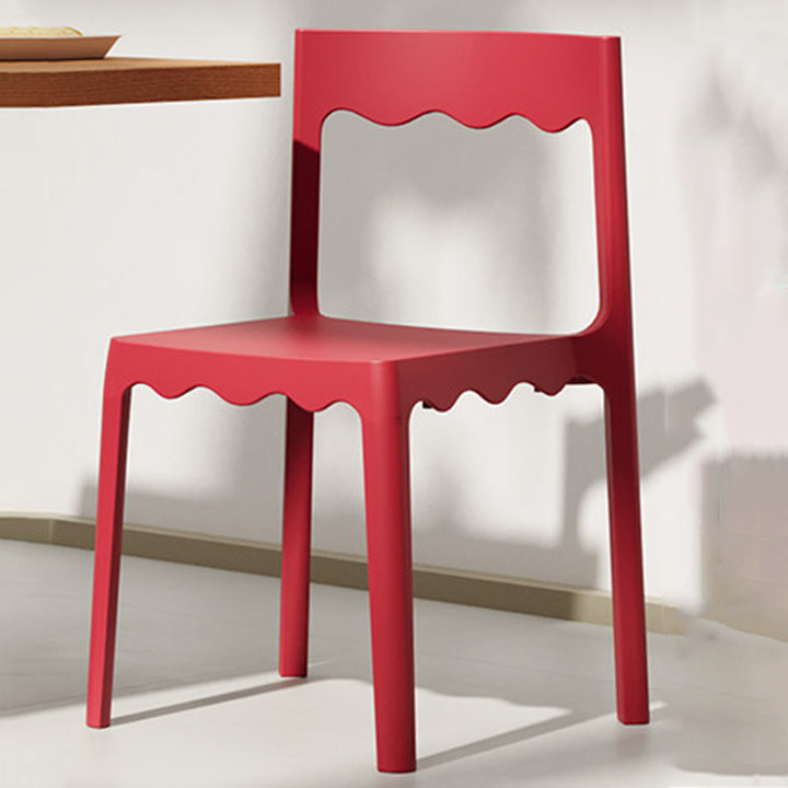 Chaise de salle à manger empilable carrée en plastique PP, style nordique contemporain, sans accoudoirs, avec dossier, pour salle à manger 