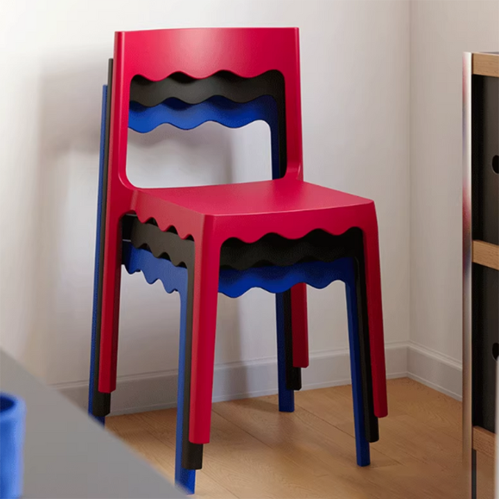 Chaise de salle à manger empilable carrée en plastique PP, style nordique contemporain, sans accoudoirs, avec dossier, pour salle à manger 