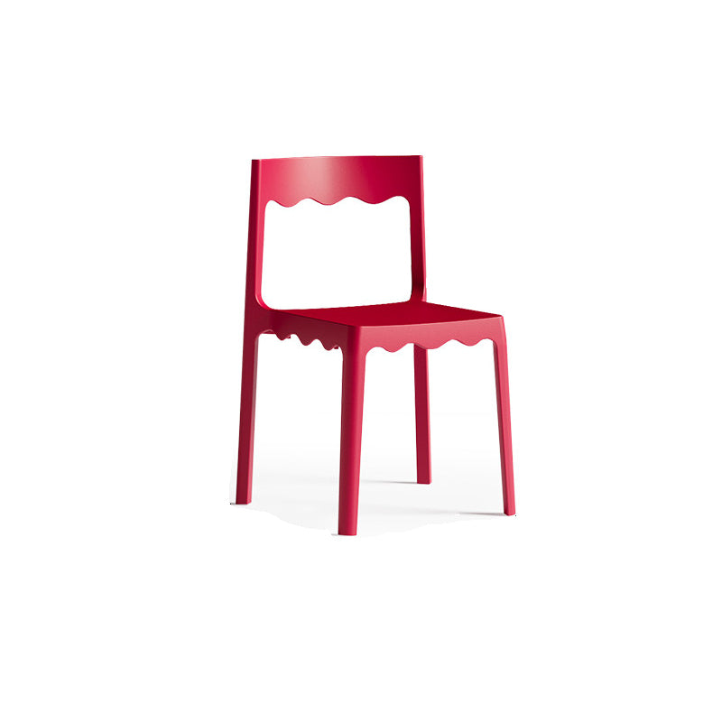 Chaise de salle à manger empilable carrée en plastique PP, style nordique contemporain, sans accoudoirs, avec dossier, pour salle à manger 