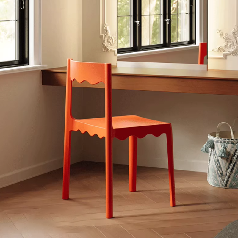 Chaise de salle à manger empilable carrée en plastique PP, style nordique contemporain, sans accoudoirs, avec dossier, pour salle à manger 