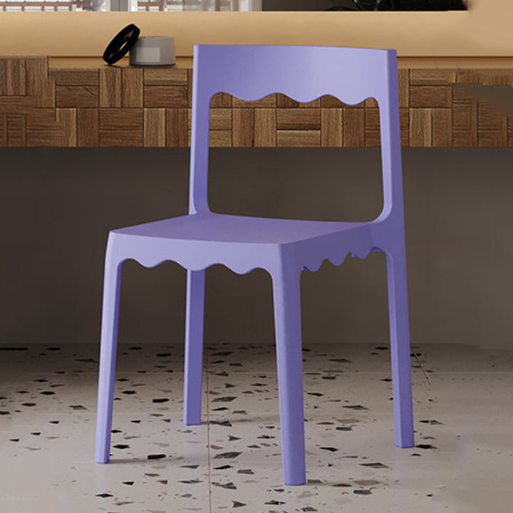 Chaise de salle à manger empilable carrée en plastique PP, style nordique contemporain, sans accoudoirs, avec dossier, pour salle à manger 