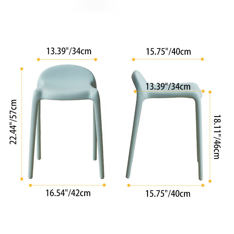 Chaise de salle à manger empilable en plastique PP incurvé, minimaliste moderne, sans dossier ni accoudoirs, pour salle à manger 