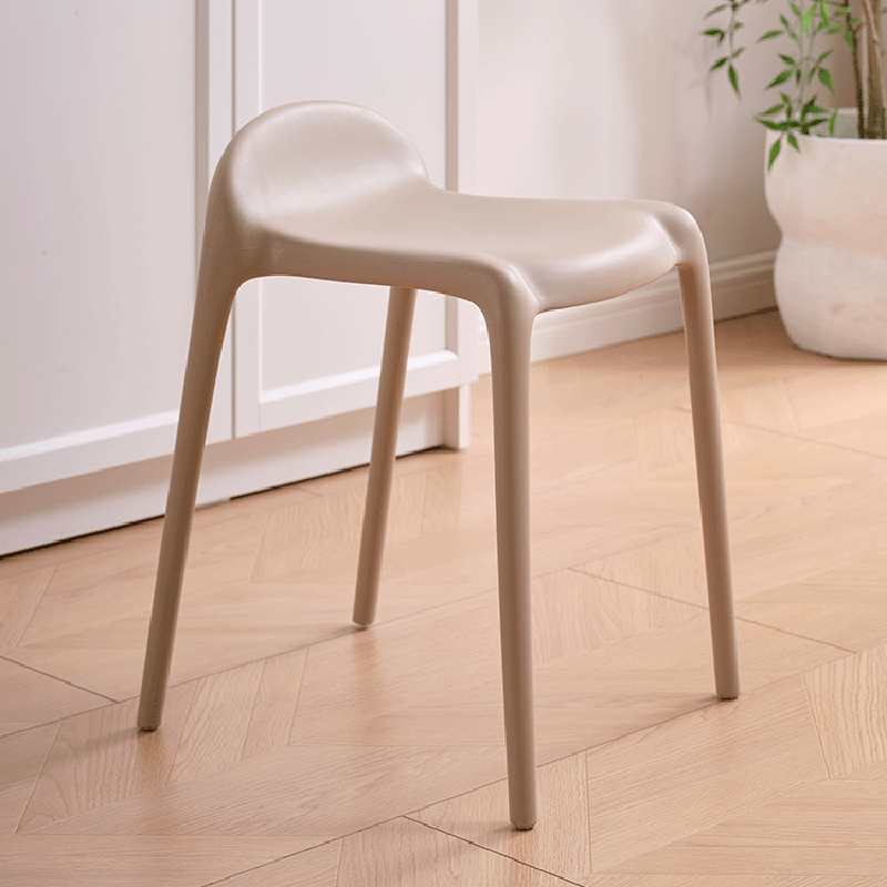 Chaise de salle à manger empilable en plastique PP incurvé, minimaliste moderne, sans dossier ni accoudoirs, pour salle à manger 