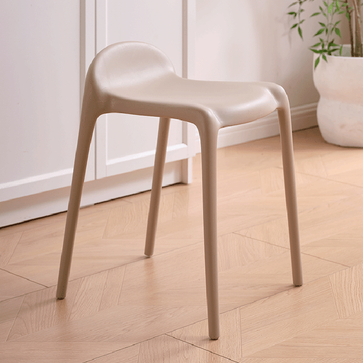 Chaise de salle à manger empilable en plastique PP incurvé, minimaliste moderne, sans dossier ni accoudoirs, pour salle à manger 