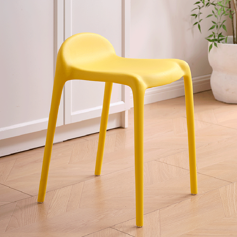 Chaise de salle à manger empilable en plastique PP incurvé, minimaliste moderne, sans dossier ni accoudoirs, pour salle à manger 
