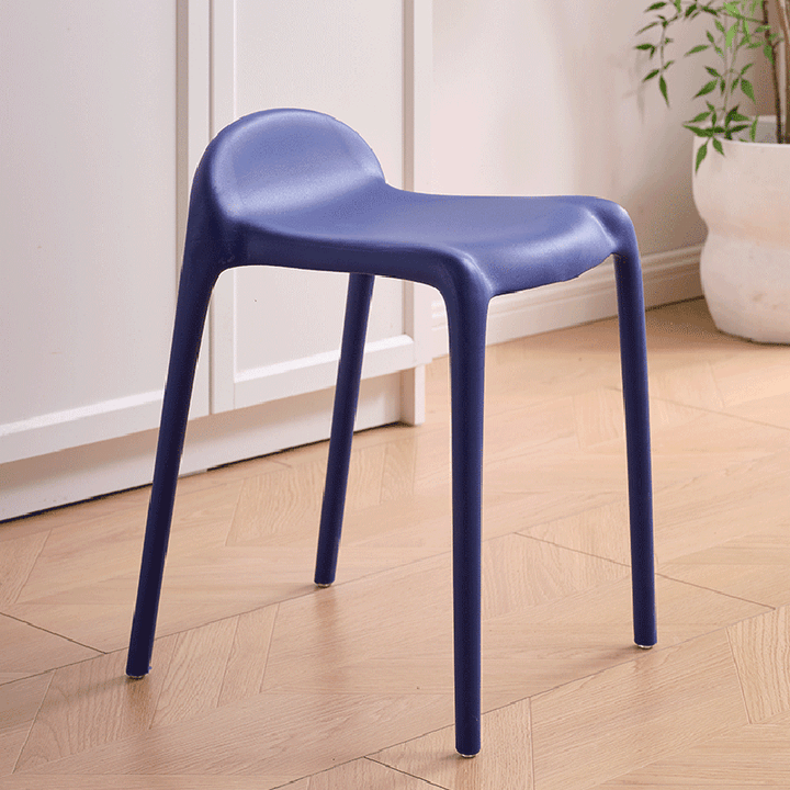 Chaise de salle à manger empilable en plastique PP incurvé, minimaliste moderne, sans dossier ni accoudoirs, pour salle à manger 