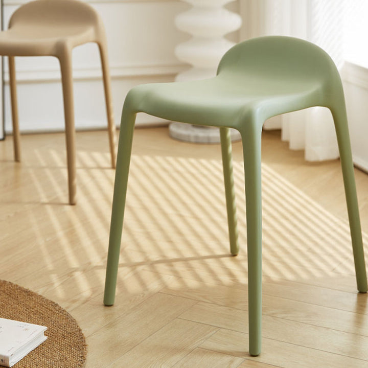 Chaise de salle à manger empilable en plastique PP incurvé, minimaliste moderne, sans dossier ni accoudoirs, pour salle à manger 