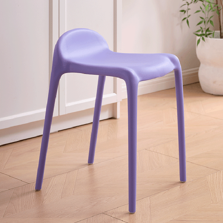 Chaise de salle à manger empilable en plastique PP incurvé, minimaliste moderne, sans dossier ni accoudoirs, pour salle à manger 