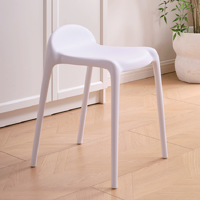 Chaise de salle à manger empilable en plastique PP incurvé, minimaliste moderne, sans dossier ni accoudoirs, pour salle à manger 