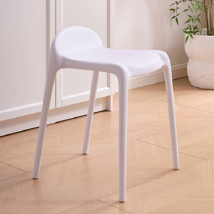 Chaise de salle à manger empilable en plastique PP incurvé, minimaliste moderne, sans dossier ni accoudoirs, pour salle à manger 
