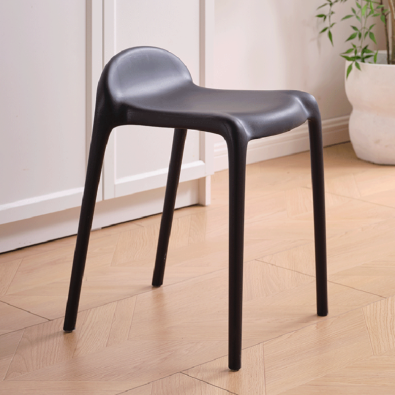 Chaise de salle à manger empilable en plastique PP incurvé, minimaliste moderne, sans dossier ni accoudoirs, pour salle à manger 