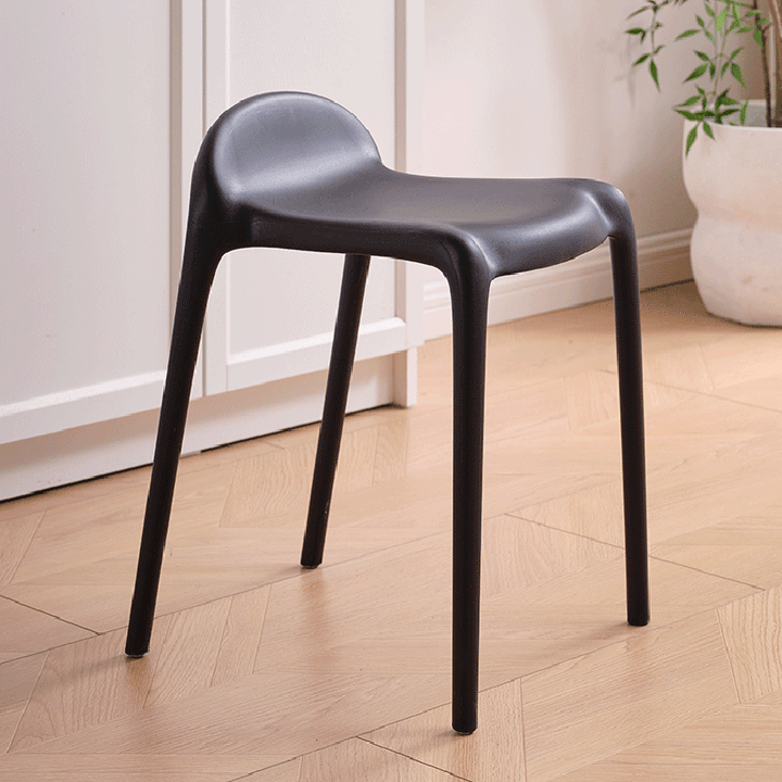 Chaise de salle à manger empilable en plastique PP incurvé, minimaliste moderne, sans dossier ni accoudoirs, pour salle à manger 