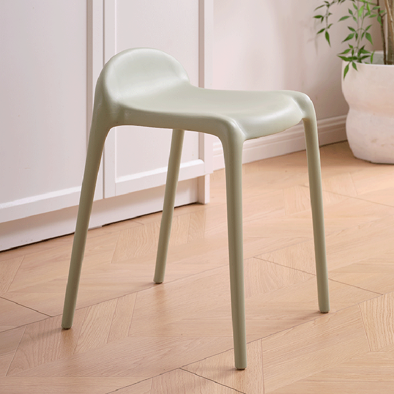 Chaise de salle à manger empilable en plastique PP incurvé, minimaliste moderne, sans dossier ni accoudoirs, pour salle à manger 