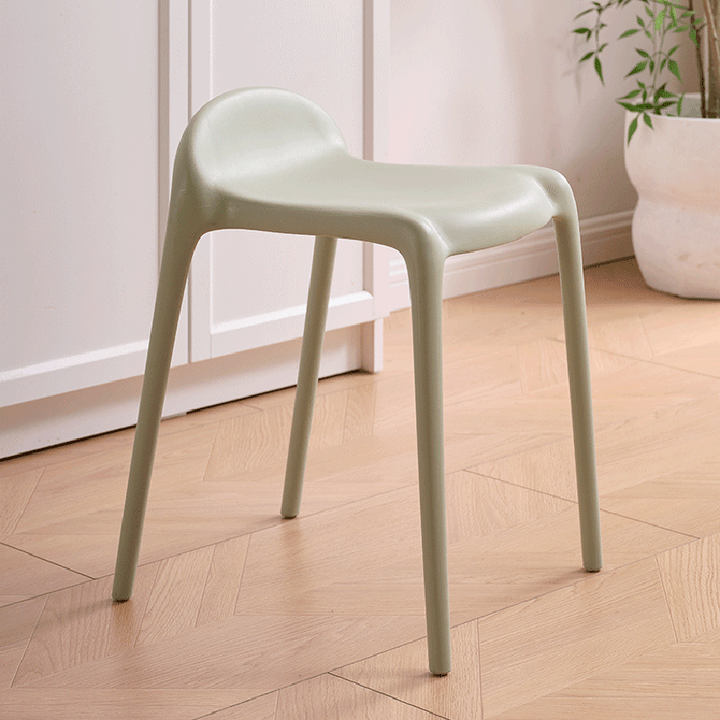 Chaise de salle à manger empilable en plastique PP incurvé, minimaliste moderne, sans dossier ni accoudoirs, pour salle à manger 