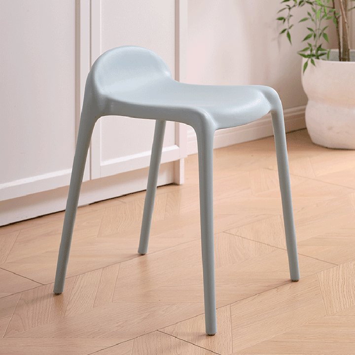Chaise de salle à manger empilable en plastique PP incurvé, minimaliste moderne, sans dossier ni accoudoirs, pour salle à manger 