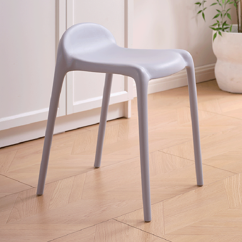 Chaise de salle à manger empilable en plastique PP incurvé, minimaliste moderne, sans dossier ni accoudoirs, pour salle à manger 