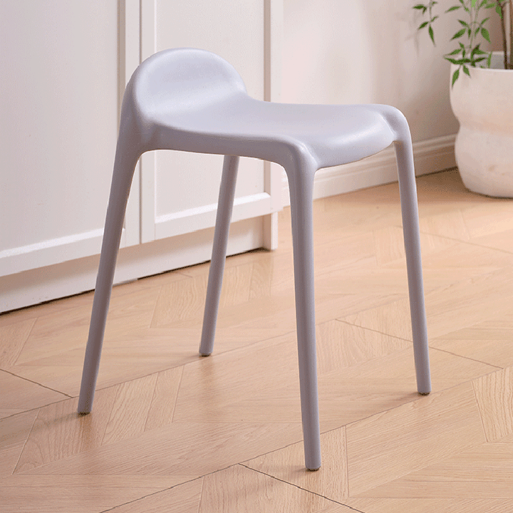 Chaise de salle à manger empilable en plastique PP incurvé, minimaliste moderne, sans dossier ni accoudoirs, pour salle à manger 