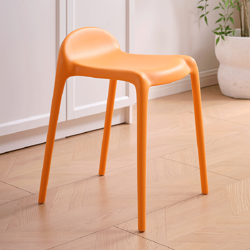 Chaise de salle à manger empilable en plastique PP incurvé, minimaliste moderne, sans dossier ni accoudoirs, pour salle à manger 