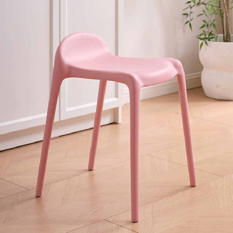 Chaise de salle à manger empilable en plastique PP incurvé, minimaliste moderne, sans dossier ni accoudoirs, pour salle à manger 