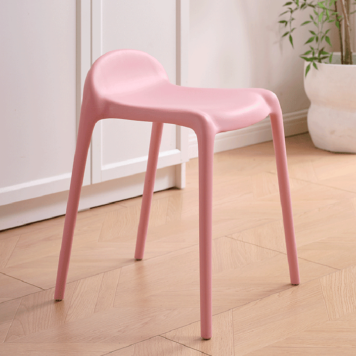 Chaise de salle à manger empilable en plastique PP incurvé, minimaliste moderne, sans dossier ni accoudoirs, pour salle à manger 