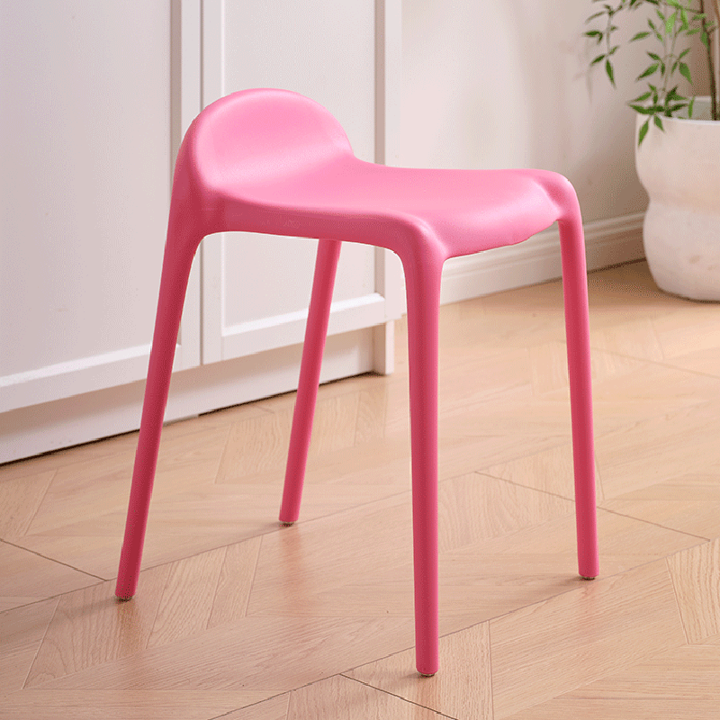 Chaise de salle à manger empilable en plastique PP incurvé, minimaliste moderne, sans dossier ni accoudoirs, pour salle à manger 