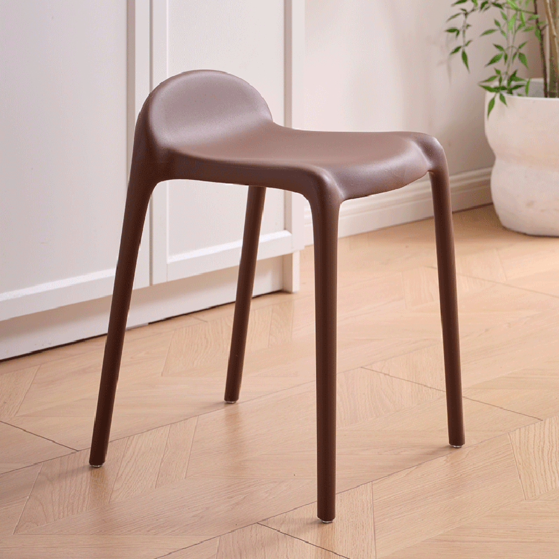 Chaise de salle à manger empilable en plastique PP incurvé, minimaliste moderne, sans dossier ni accoudoirs, pour salle à manger 