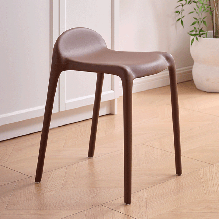 Chaise de salle à manger empilable en plastique PP incurvé, minimaliste moderne, sans dossier ni accoudoirs, pour salle à manger 