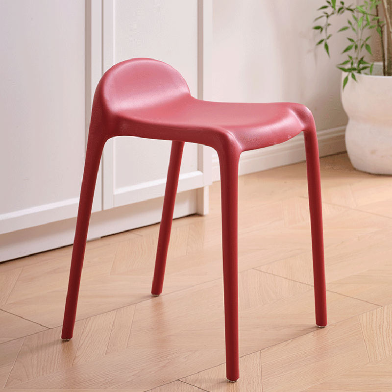 Chaise de salle à manger empilable en plastique PP incurvé, minimaliste moderne, sans dossier ni accoudoirs, pour salle à manger 