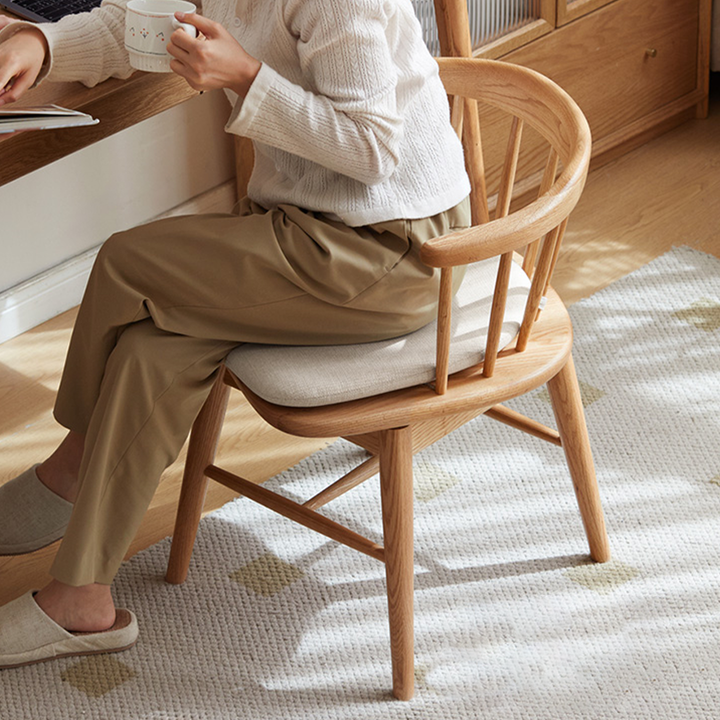 Traditional French Rubberwood Curved Rotatable Dining Chair Backrest Armless For Living Room &amp; Dining Room