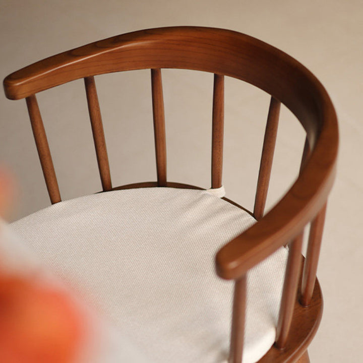 Traditional French Rubberwood Curved Rotatable Dining Chair Backrest Armless For Living Room &amp; Dining Room
