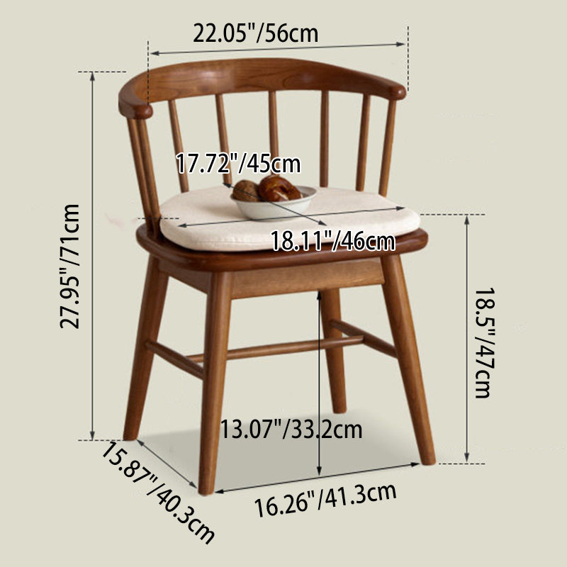 Traditional French Rubberwood Curved Rotatable Dining Chair Backrest Armless For Living Room &amp; Dining Room