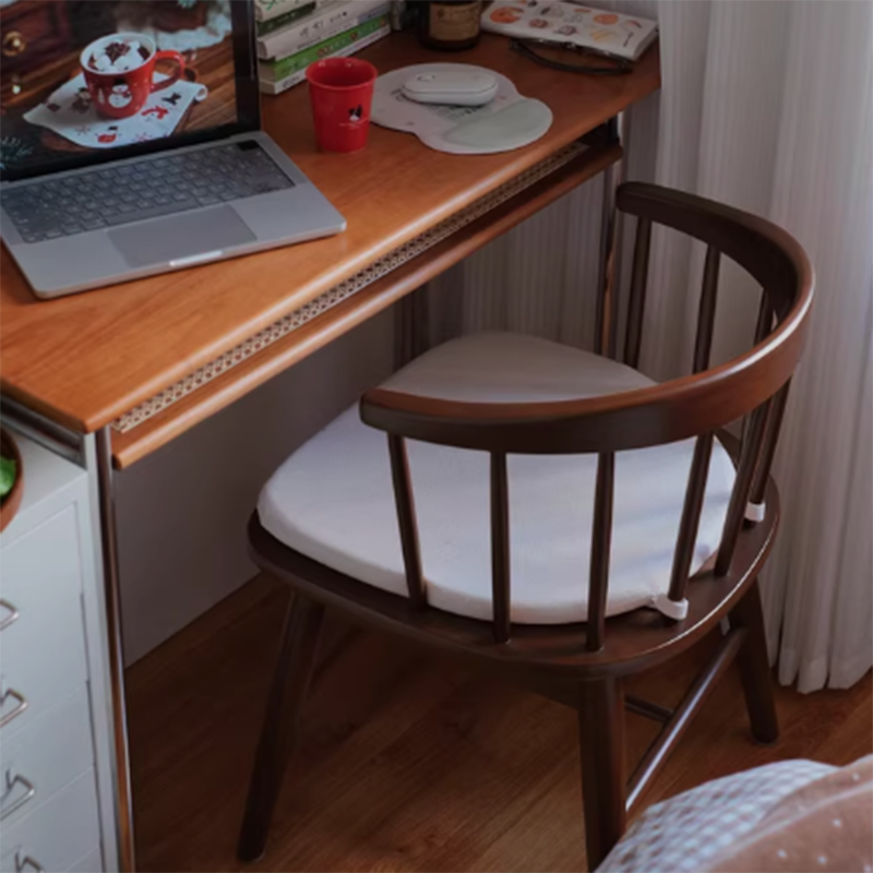 Traditional French Rubberwood Curved Rotatable Dining Chair Backrest Armless For Living Room &amp; Dining Room