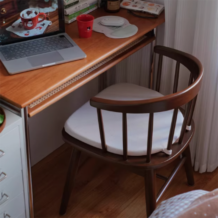 Traditional French Rubberwood Curved Rotatable Dining Chair Backrest Armless For Living Room &amp; Dining Room