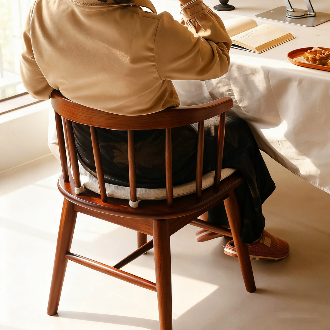 Traditional French Rubberwood Curved Rotatable Dining Chair Backrest Armless For Living Room &amp; Dining Room