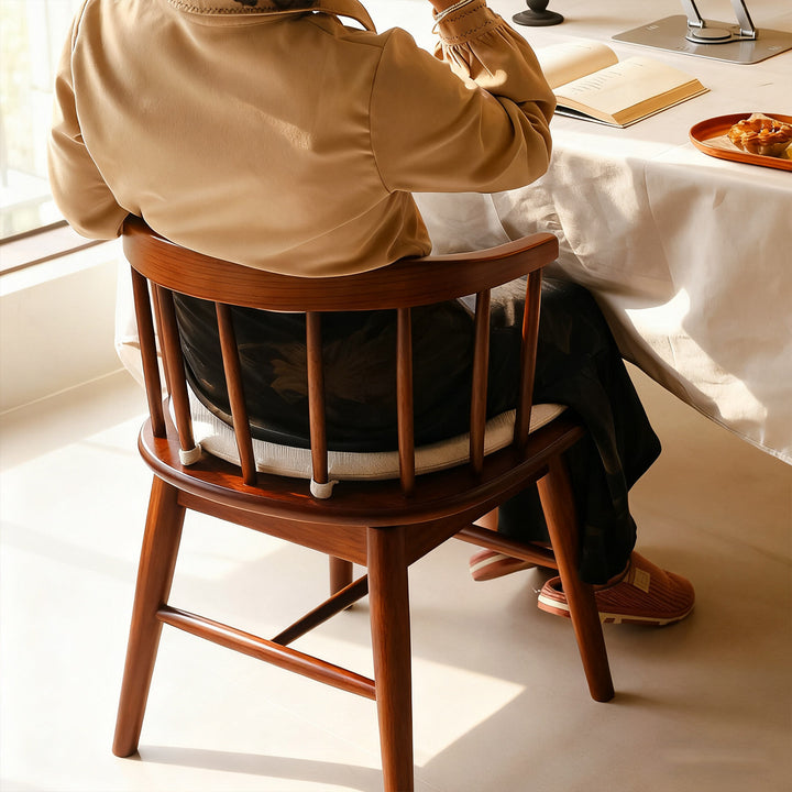 Traditional French Rubberwood Curved Rotatable Dining Chair Backrest Armless For Living Room &amp; Dining Room