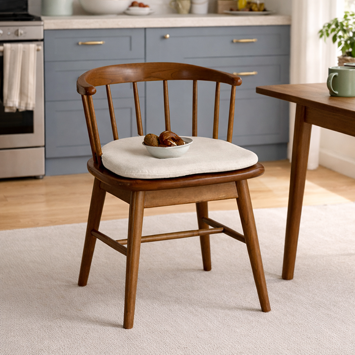 Traditional French Rubberwood Curved Rotatable Dining Chair Backrest Armless For Living Room & Dining Room