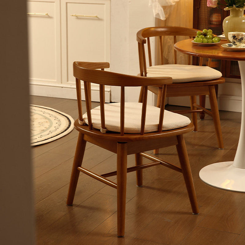 Traditional French Rubberwood Curved Rotatable Dining Chair Backrest Armless For Living Room &amp; Dining Room